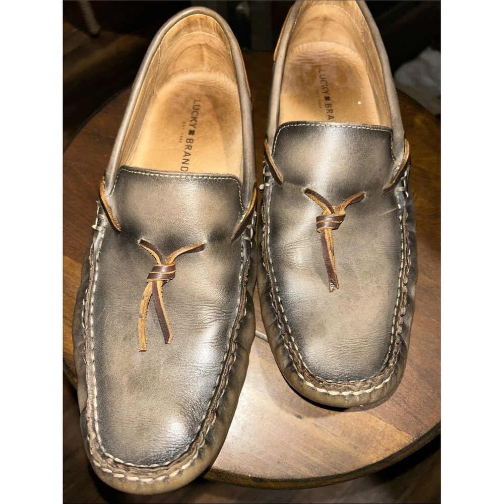 Lucky Brand Men's Dark Brown Leather Slip-On Moccasins